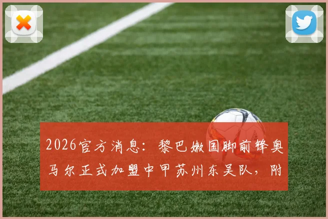 2026官方消息:黎巴嫩国脚前锋奥马尔正式加盟中甲苏州东吴队,附外援履历及战术影响分析
